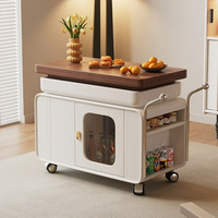 Table basse réglable en hauteur, chariot mobile pliable, table basse en bois massif, petite table d'appoint multifonctionnelle pour salon
