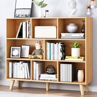 Étagère ouverte en bois moderne, bibliothèque multi-niveaux sur pied pour salon, meuble de présentation avec pieds, étagère multi-grilles