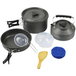 <span class=keywords><strong>Set</strong></span> da cucina pieghevole <span class=keywords><strong>Set</strong></span> di teiere e padelle da campeggio <span class=keywords><strong>Set</strong></span> di pentole in alluminio <span class=keywords><strong>Set</strong></span> di pentole da campeggio all'aperto per lo zaino in spalla - Product Image 1