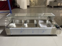 Équipement de cuisine de restaurant Bain-marie électrique en acier inoxydable Comptoir en verre 3 bacs Buffet Chauffe-plats pour la restauration