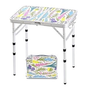 Folding <b>Camping</b> Table 2ft Portable Picnic Table Adjustable Height Small Rectangular Aluminum Lightweight Carry Handle Outdoor - Product Image 1