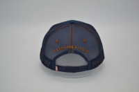 Casquette Trucker Vintage à 6 Panneaux avec Patch en Cuir Personnalisé, Dos en Maille Bleu Marine, Visière Marron, Casquette Snapback de Golf