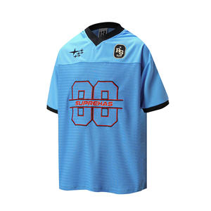 T-shirt à manches courtes en maille personnalisé, été, jersey brodé, sport, extérieur, respirant, <span class=keywords><strong>col</strong></span> en <span class=keywords><strong>V</strong></span>, surdimensionné, couple, 280 grammes - Product Image 1