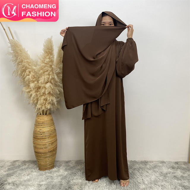 6675PK# Latest Design Dress for Women High Quality Nida Fabric Dress With Scarf Modest Khimar Hijab Abayah Islam Muslim Dress