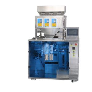 Máquina de envasado de 3 cabezales para bolsas doypack preformadas con báscula para semillas, granos y azúcar - Product Image 1