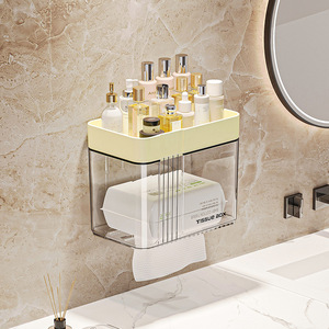 Bathroom Tissue Box Wall Mounted Waterproof No Drill Rectangular Gold Stamped Version Simple Version Summer 2023 - Product Image 1