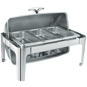 Chauffe-Plat Professionnel en Acier Inoxydable 9L avec Couvercle Roulant pour Buffet et Restauration Hôtelière - Product Image 4