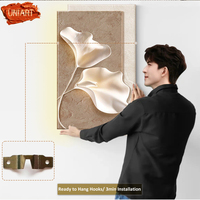 Sculpture en bois de grès en relief 3D UNIART, lumière LED minimaliste, art mural géométrique Wabi Sabi pour la décoration de la maison, Art déco à suspendre