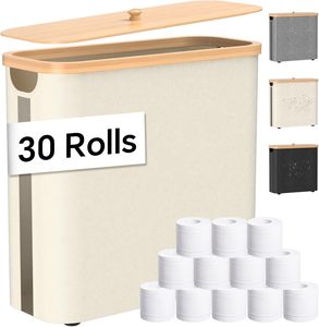 Cesta de <span class=keywords><strong>papel</strong></span> higiénico plegable de 33,8 L, tapa de bambú regular, 30 rollos o 12 mega rollos, organizador de pañuelos impermeable gris para Baño - Product Image 3