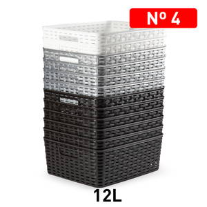 Cesta de Mimbre de 12L, Contenedor de Almacenamiento de Plástico, Organización del Hogar, Colores Surtidos, Duradero y Reutilizable - Product Image 1