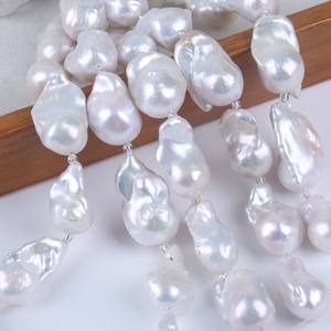 Perlas de Agua Dulce Barrocas al por Mayor, 18 cm, 16-18 mm, Forma de Cola de Pez, Blancas Naturales, Sueltas, con Luz Intensa, Forma Irregular - Product Image 4