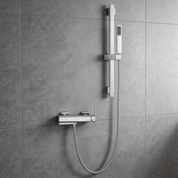 Mitigeur de douche mural 2 fonctions en acier inoxydable brossé, avec douchette pluie pressurisée et barre coulissante en céramique