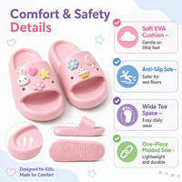 Maßgefertigte Mädchen-Kinder-EVA-Sandalen mit Cartoon-Charms, Atmungsaktiv, Rutschfest, Leicht, Slip-On Strandpantoffeln, Großhandel, Box-Tasche, 1 Paar