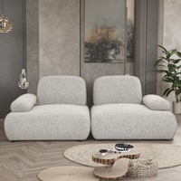Nordisches Modernes Luxuriöses Wohnzimmer Sofa-Set aus Stoff mit Knopfheftung, Modulare Indoor-Möbel für Villen, L-förmiges Ecksofa mit Rundung