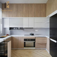 Meubles de cuisine îlot étanches au design moderne, ensemble complet en stratifié marbre, écologiques et faciles à nettoyer
