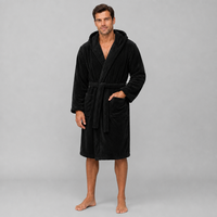 Jubah Mandi Flanel Premium Unisex Grosir, Jubah Fleece Coral Lembut, Baju Santai Lengan Panjang, Custom OEM 4 Warna