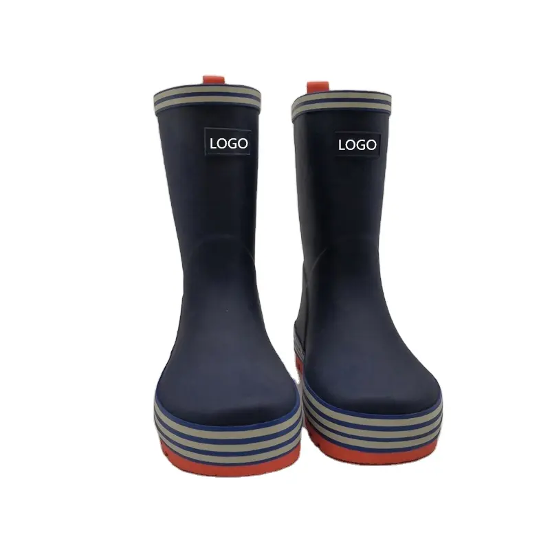 Best Price Design Your Own Waterproof Solid Dark Blue Custom Kids Rubber Rain Boots