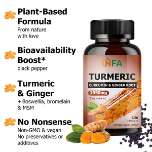 Private Label Turmeric Curcumin Ginger Root Capsules with Turmeric Root Enhance Joint Mobility Support Healthy Aging Capsules - Product Image 3