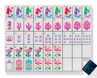 Jeu de Mahjong Funky Trade Tropical Beach American, Thème Plage, Corail, Planche de Surf, Tiki Hawaïen, Vacances d'Été