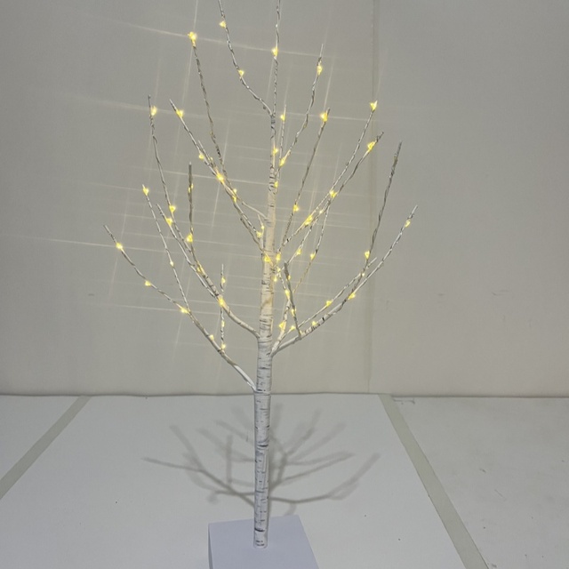 38inch  Lighted Birch Tabletop Tree with Timer Function Pre-Lit Artificial Trees with Lights for Home