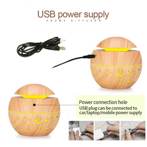 Starry Sky Wood Grain Humidifier 130Ml Aroma Diffuser With Led <b>Light</b> Home Portable Usb Powered - Product Image 3