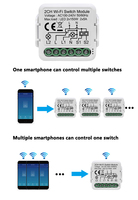 Mvava Rohs Ce 16a Tuya Module d'alimentation à découpage Mini Smart Switch Zigbee 2 Way Wifi Smart Relay Switch Module No Neutral