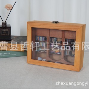 ชั้นวางหนังสือไม้ขนาดเล็กประดับตกแต่ง สีไม้ธรรมชาติ รูปทรงสี่เหลี่ยมผืนผ้า ดีไซน์เรียบง่าย ตกแต่งบ้าน สำนักงาน ห้องอ่านหนังสือ D24 - Product Image 2