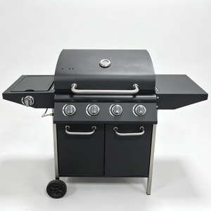 Nuovo <span class=keywords><strong>Barbecue</strong></span> a Gas Premium con Rivestimento in Polvere <span class=keywords><strong>di</strong></span> <span class=keywords><strong>Ferro</strong></span> Nero, Coperchio con Armadietto, Bruciatori Laterali e Accessori - Product Image 2