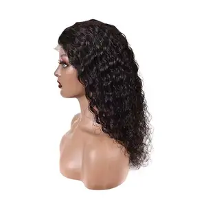 ISWEET Hot Sale Cheap Double Drawn India Virgin 100% Human Hair Full Lace Front Wig Water Wave Transparent Lace Front Wig