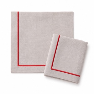 Handmade Embroidered Edge <b>Square</b> Pure Linen & Cotton Linen Napkins <b>Placemat</b> Tablecloth Customizable Durable Wedding Home Use - Product Image 1