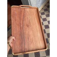 Plateau de service rectangulaire en bois d'acacia, style oriental de luxe, durable, écologique, motif personnalisé, plateaux de service en bois massif