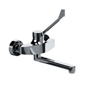 Mitigeur de lavabo mural à levier unique, finition chromée, bec orientable, levier clinique - Product Image 1