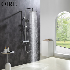 Modern Chrome Hot Cold Water Bath Mixer Faucet Soft Rain &amp; Pause Spray Pattern Easy <strong>Control</strong> Brushed Finish Bathrooms <strong>Shower</strong> Set - Product Image 2