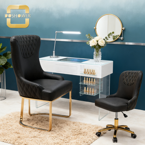 Ensemble table à ongles + chaise de technicien avec chaises de bureau à domicile pour clients et techniciens, chaise de manucure blanche pour <span class=keywords><strong>spa</strong></span> à ongles - Product Image 5
