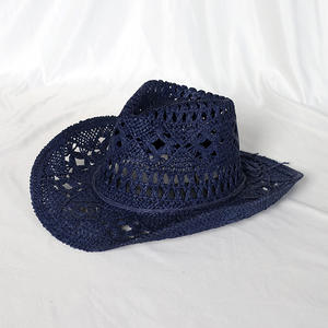 Venta al por mayor verano playa al aire libre sombrilla sombrero de paja para el sol vaquero occidental Jazz sombrero de ala ancha hecho a mano Retro hueco vaquera sombrero Fedora - Product Image 6