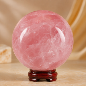 Sfera Grande di Quarzo Rosa Naturale Lucidata, Palla di Cristallo Rosa per Arredamento Casa, Meditazione, Regalo - Product Image 1