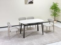 Ensemble table et chaises de salle à manger extensible moderne avec plateau en pierre et pieds en métal, support OEM, pour hôtels et ateliers