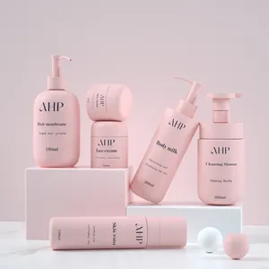 Frasco de espuma PET para embalagem de creme facial, frasco de soro cosmético rosa para cuidados com a pele, 150ml, entrega rápida, 200ml