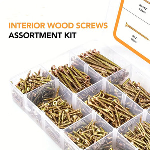 Interior Wood Screws Assortment Kit 830pcs Imperial Size Carbon Steel Grade A - Product Image 1