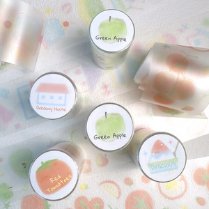 SF TAPE Slightly Sweet Series Basic DIY Waterproof Adhesive Sticker Roll UV Coated Matte PET Die-Cut Gradient Packaging Labels