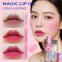 Huile à lèvres changeante de couleur 3 en 1, réactive au pH, hydratante, blush liquide pour les lèvres et les joues avec miroir portable