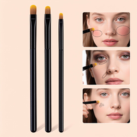 Ensemble de 3 pinceaux de maquillage professionnels doux pour les yeux, pinceaux à sourcils coudés pour le visage, outil de beauté, logo personnalisé