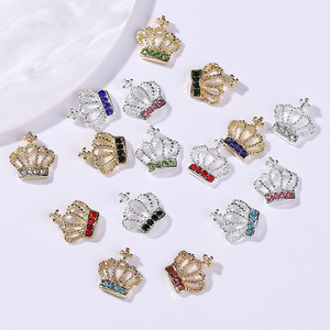 Breloques pour ongles en alliage argent-or, couronnes 3D, strass, décorations métalliques pour manucure de luxe - Product Image 3