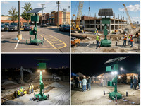 Tour de surveillance solaire compacte avec base lourde, mât de 4 m, panneaux solaires de 420 W pour la sécurité des événements publics