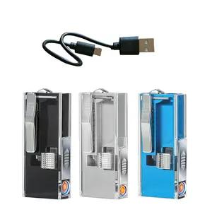 ライターボックスシガレットボールプッシャー補助喫煙ライター人気人気、USB充電式