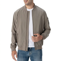 Blouson bomber pour homme, couleur unie, fermeture éclair, coupe-vent, décontracté, pour l'automne, 100% polyester, col montant, coupe régulière