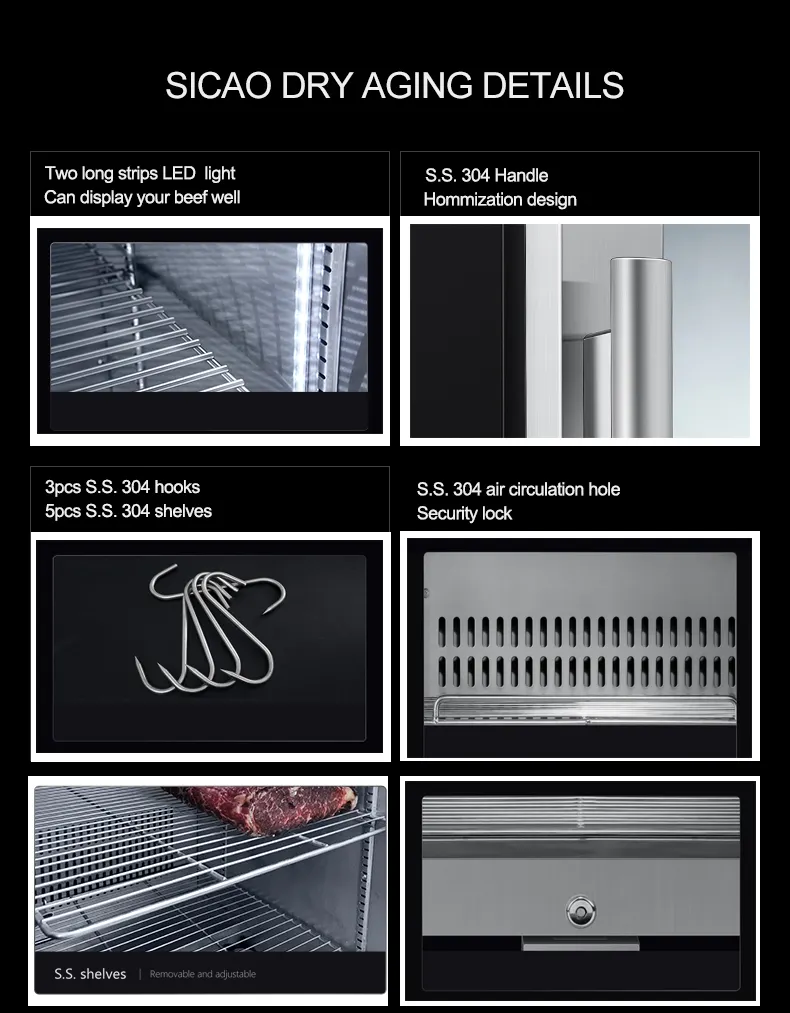 RTS Dry Age ตู้เย็นตู้แช่ไวน์,ซาลามี่ปลาชีสสเต็กเนื้อตู้เย็นแห้งสำหรับผู้สูงอายุ