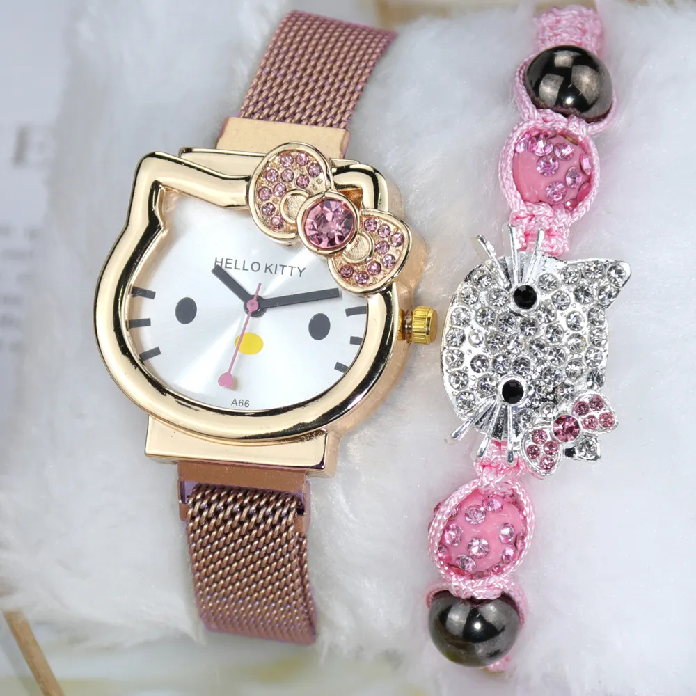 Dropshipping Children Watch kids watch +bracelet set Magnetic belt watch for kid girl wristwatch Best birthday gift