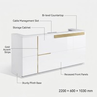 Bureau de réception en bois moderne et durable avec logo personnalisé, de luxe, en argent, en forme de L, pour hôtel, centre commercial, salon de coiffure, salon de beauté