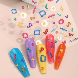 Belleza completa 5D flores acrílicas pegatinas para uñas encaje blanco diseño de boda flor Simple en relieve deslizadores DIY accesorios para uñas - Product Image 2